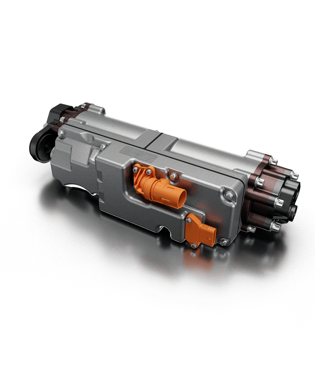 Aktives Fahrwerkssystem von Silver Atena – kompakte Motor-Pumpen-Einheit für hochdynamische Fahrwerksregelung.